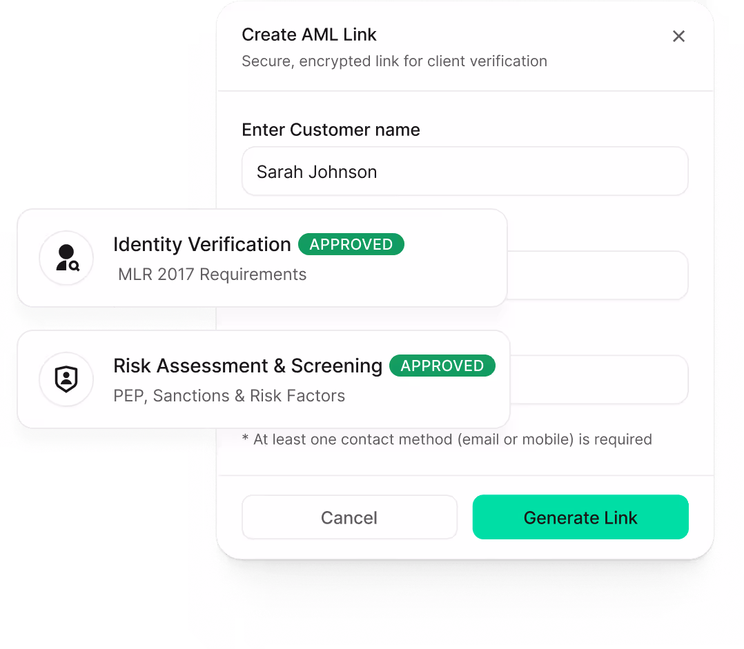 Creating a secure AML verification link in AML Buddy