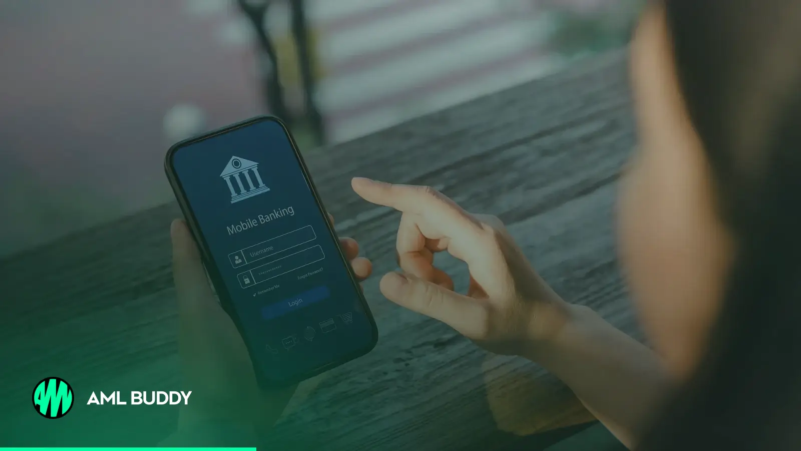 A person checking bank details on a phone before making a payment